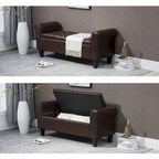 Banc de rangement ottoman en cuir rembourré AVAWING avec accoudoirs