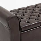 Banc de rangement ottoman en cuir rembourré AVAWING avec accoudoirs