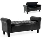 Banc de rangement ottoman en cuir rembourré AVAWING avec accoudoirs