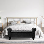 Banc de rangement ottoman en cuir rembourré AVAWING avec accoudoirs