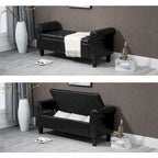 Banc de rangement ottoman en cuir rembourré AVAWING avec accoudoirs