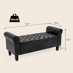 Banc de rangement ottoman en cuir rembourré AVAWING avec accoudoirs