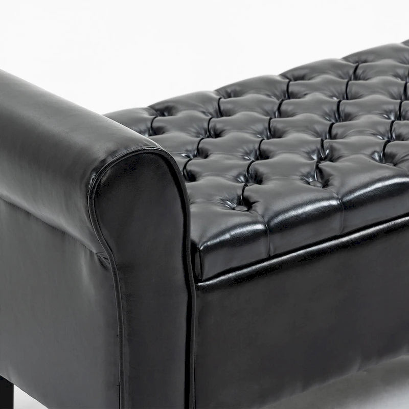 Banc de rangement ottoman en cuir rembourré AVAWING avec accoudoirs