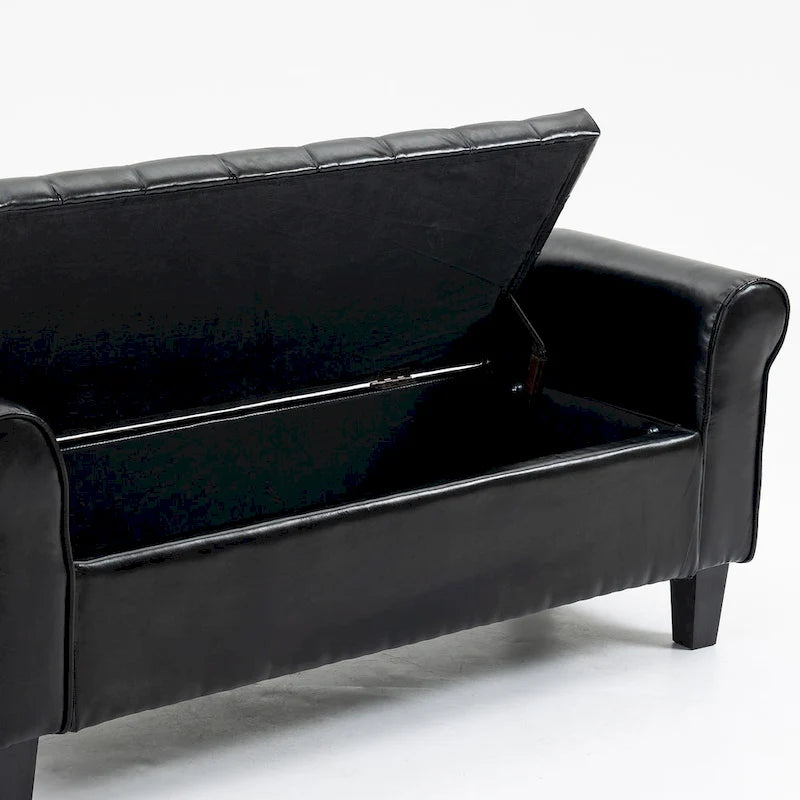 Banc de rangement ottoman en cuir rembourré AVAWING avec accoudoirs