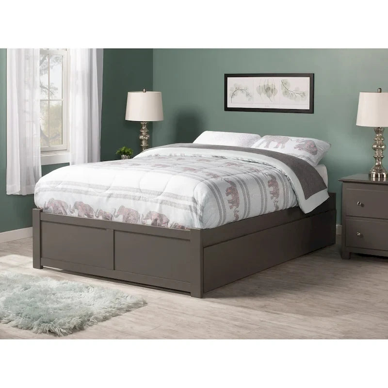 Lit plateforme Concord Wood King avec lit gigogne Twin XL