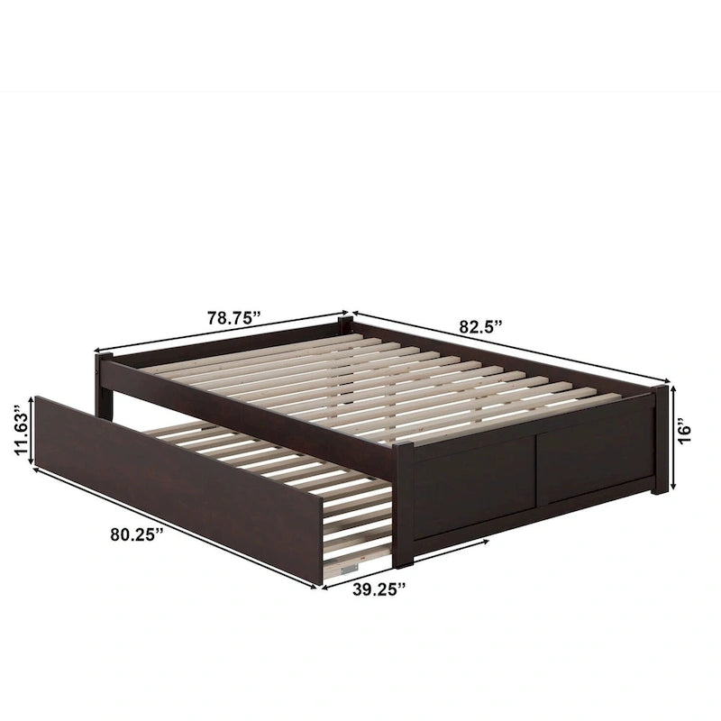 Lit plateforme Concord Wood King avec lit gigogne Twin XL