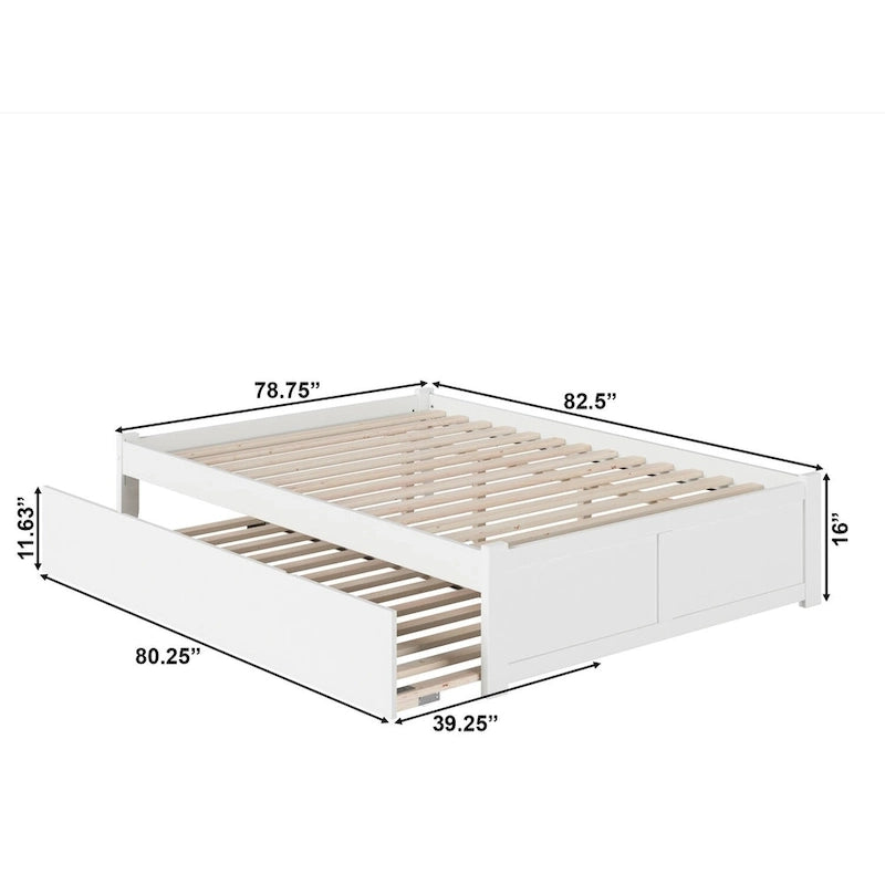 Lit plateforme Concord Wood King avec lit gigogne Twin XL