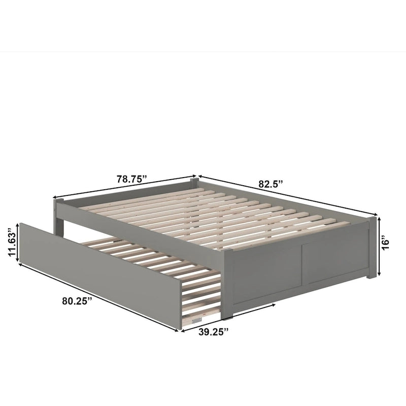 Lit plateforme Concord Wood King avec lit gigogne Twin XL