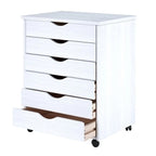 Chariot roulant Adeptus Original, bois massif, chariot roulant extra large à 6 tiroirs, blanc