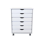 Chariot roulant Adeptus Original, bois massif, chariot roulant extra large à 6 tiroirs, blanc