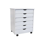 Chariot roulant Adeptus Original, bois massif, chariot roulant extra large à 6 tiroirs, blanc
