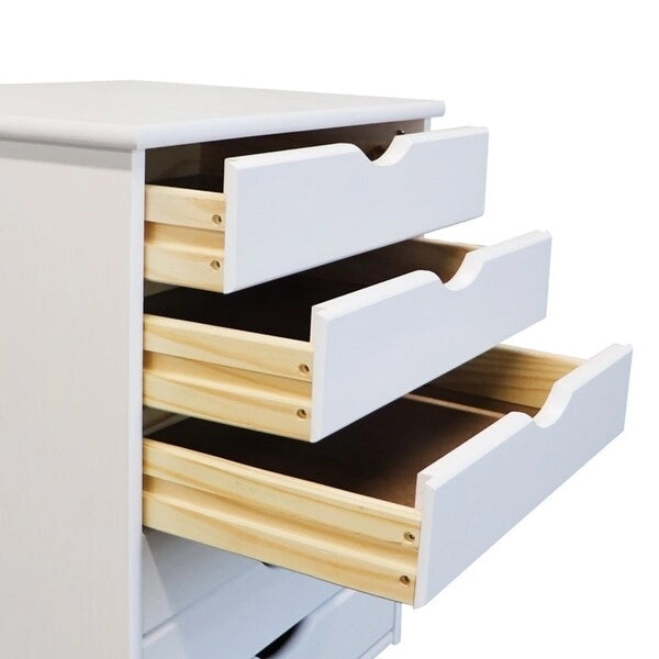 Chariot roulant Adeptus Original, bois massif, chariot roulant extra large à 6 tiroirs, blanc