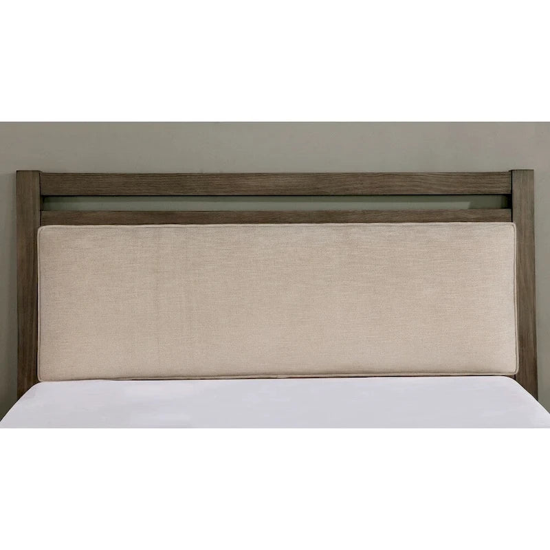 Lit plateforme Ninn en bois massif gris rustique
