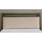 Lit plateforme Ninn en bois massif gris rustique