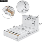 Lit plateforme hydraulique double en bois avec rangement, tête de lit à LED, station de charge et 2 tiroirs, Gris