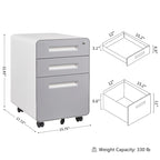 Classeurs en acier à 3 tiroirs avec serrure, mobile sous le bureau, armoire entièrement assemblée