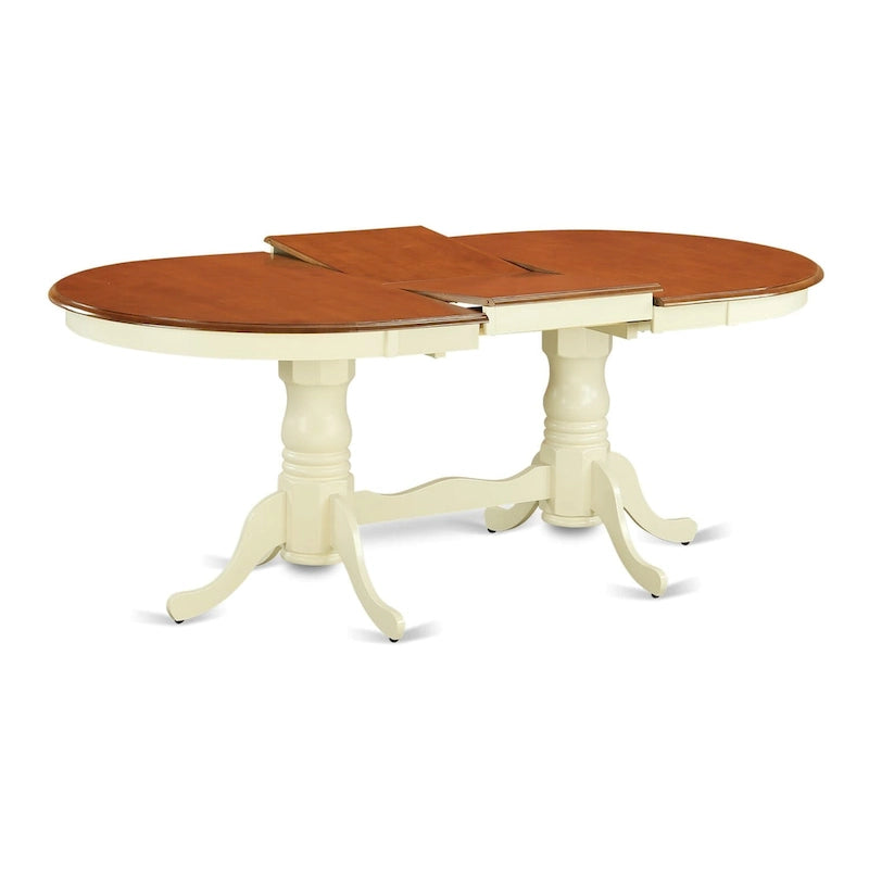 Table de cuisine Plainville – Un plateau de table ovale et un double piédestal, (Options de finition)