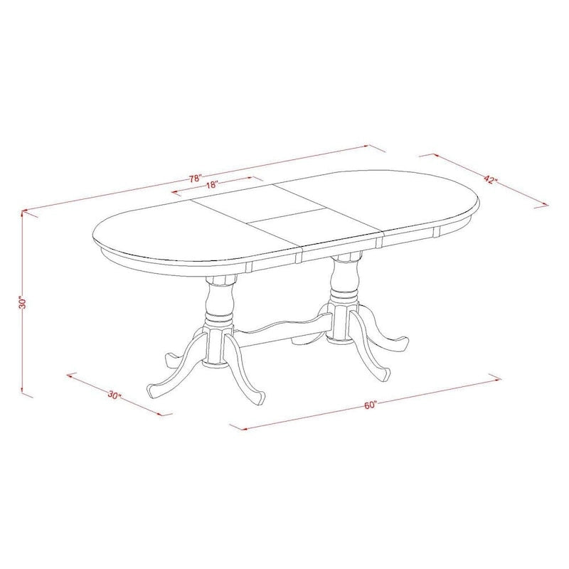Table de cuisine Plainville – Un plateau de table ovale et un double piédestal, (Options de finition)