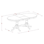 Table de cuisine Plainville – Un plateau de table ovale et un double piédestal, (Options de finition)