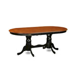 Table de cuisine Plainville – Un plateau de table ovale et un double piédestal, (Options de finition)