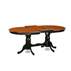 Table de cuisine Plainville – Un plateau de table ovale et un double piédestal, (Options de finition)
