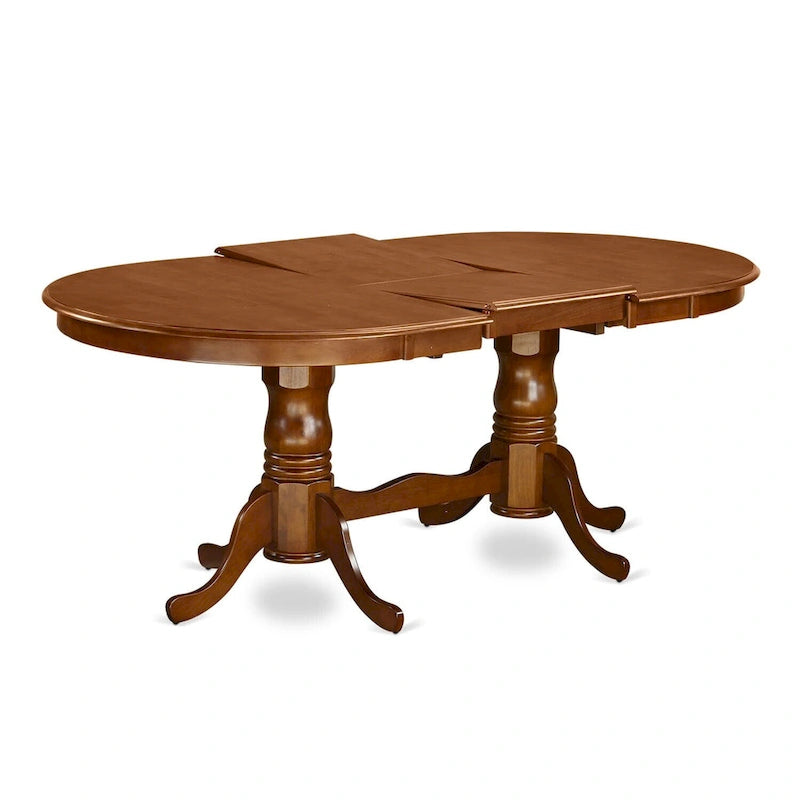 Table de cuisine Plainville – Un plateau de table ovale et un double piédestal, (Options de finition)