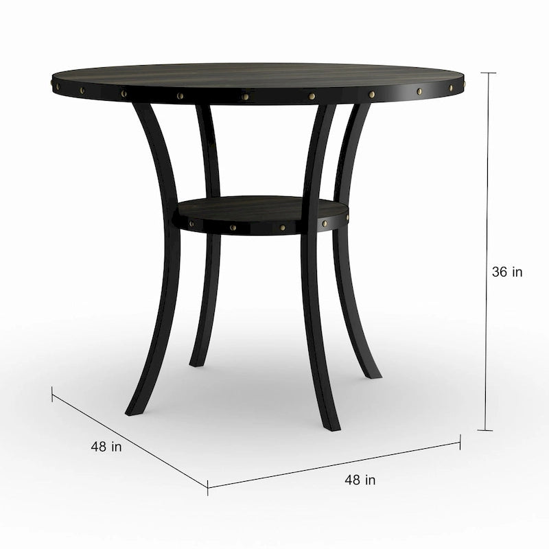 Table de salle à manger à hauteur de comptoir Biony Dining Espresso en bois avec clous décoratifs - Marron