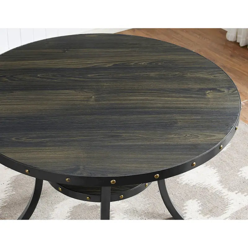 Table de salle à manger à hauteur de comptoir Biony Dining Espresso en bois avec clous décoratifs - Marron