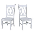 Chaises en bois massif avec dossier en croix (Double X) - Lot de deux