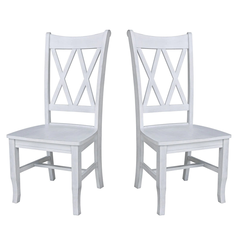 Chaises en bois massif avec dossier en croix (Double X) - Lot de deux