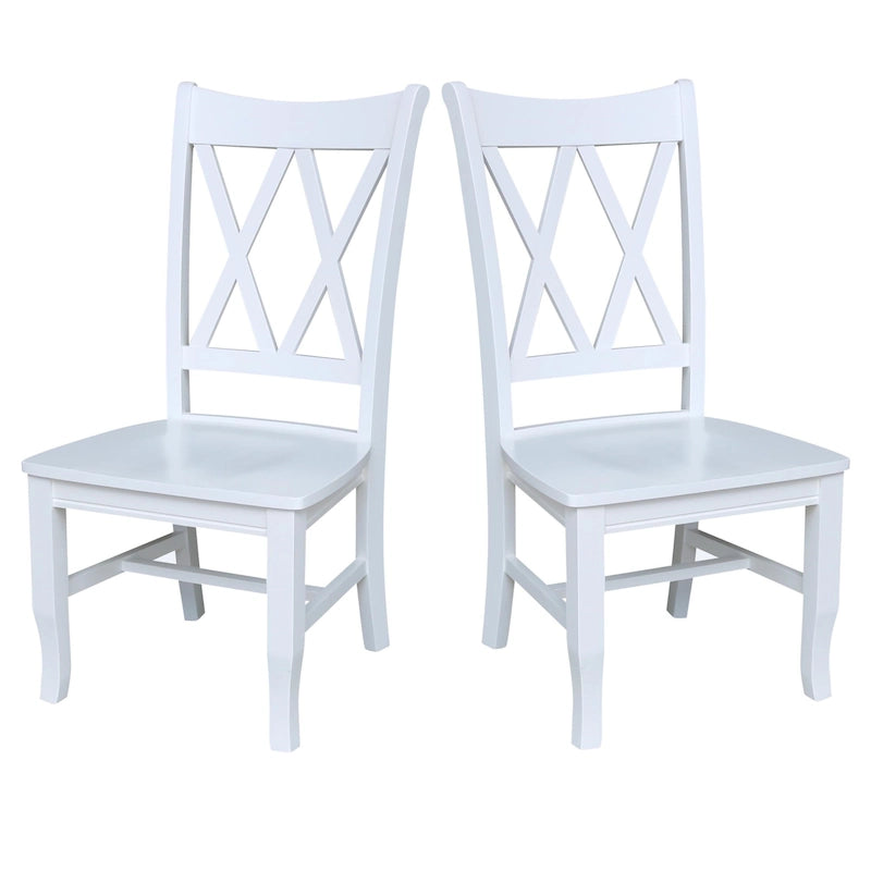 Chaises en bois massif avec dossier en croix (Double X) - Lot de deux