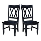 Chaises en bois massif avec dossier en croix (Double X) - Lot de deux