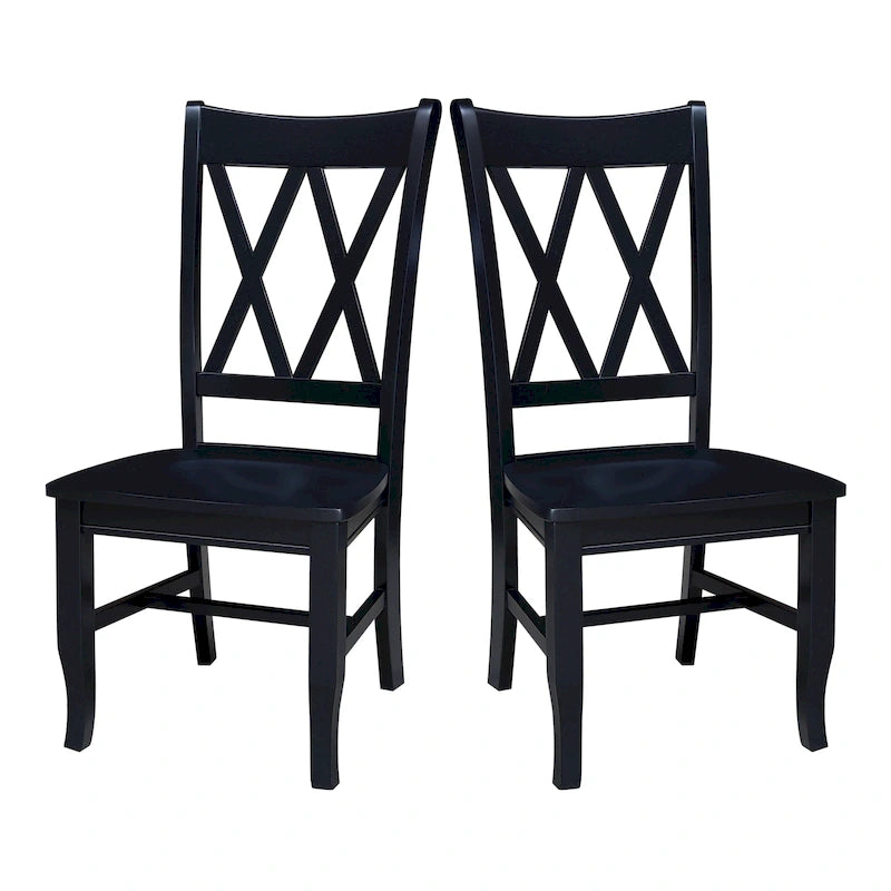 Chaises en bois massif avec dossier en croix (Double X) - Lot de deux