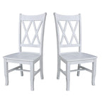 Chaises en bois massif avec dossier en croix (Double X) - Lot de deux