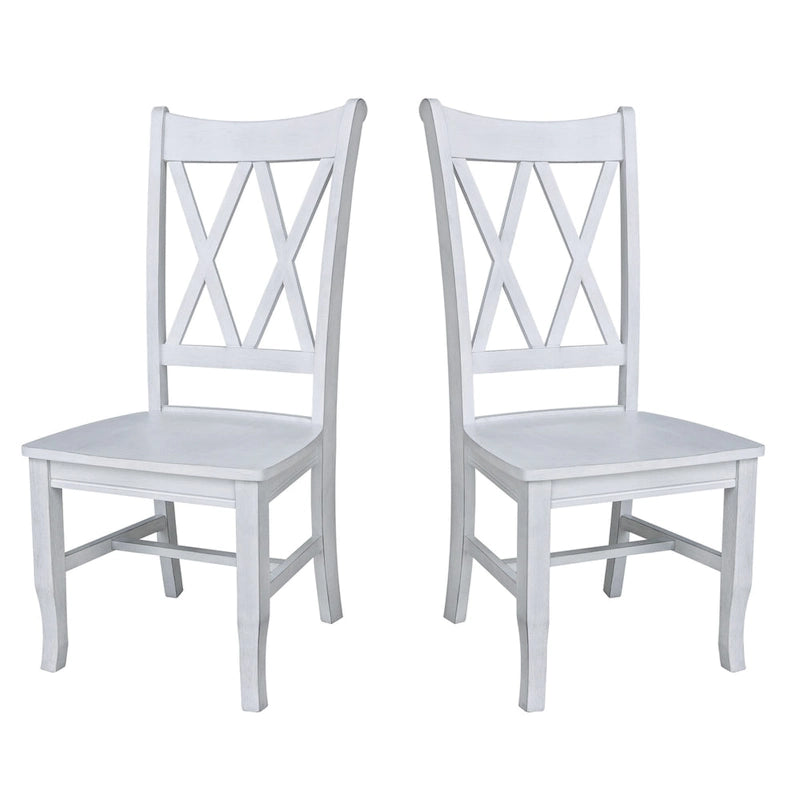 Chaises en bois massif avec dossier en croix (Double X) - Lot de deux