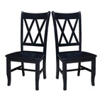Chaises en bois massif avec dossier en croix (Double X) - Lot de deux