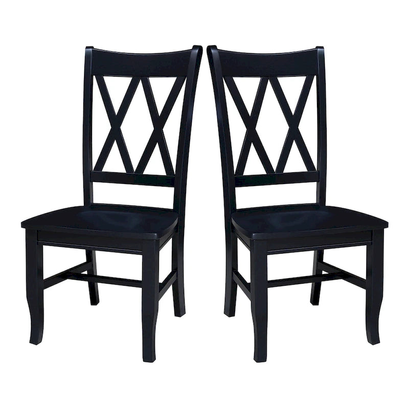 Chaises en bois massif avec dossier en croix (Double X) - Lot de deux