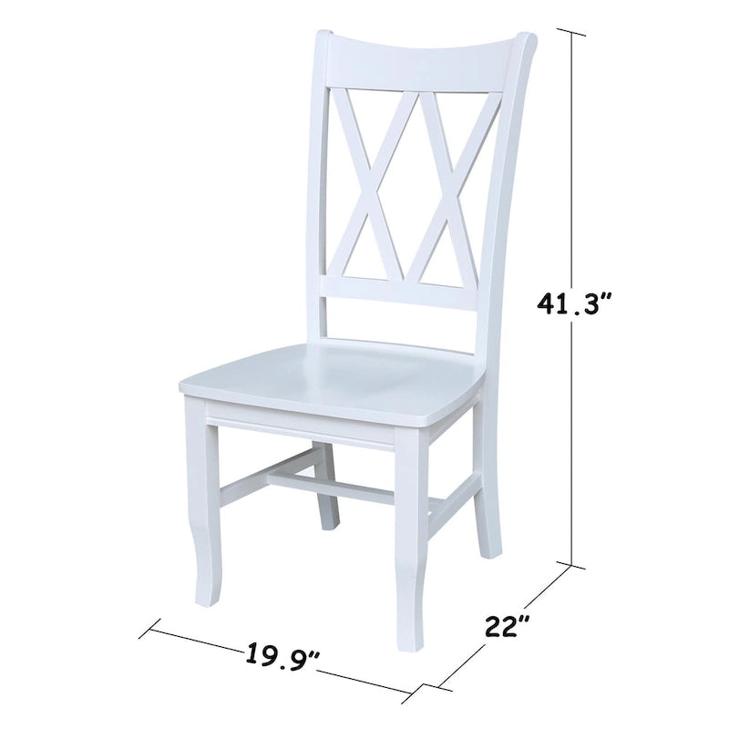 Chaises en bois massif avec dossier en croix (Double X) - Lot de deux