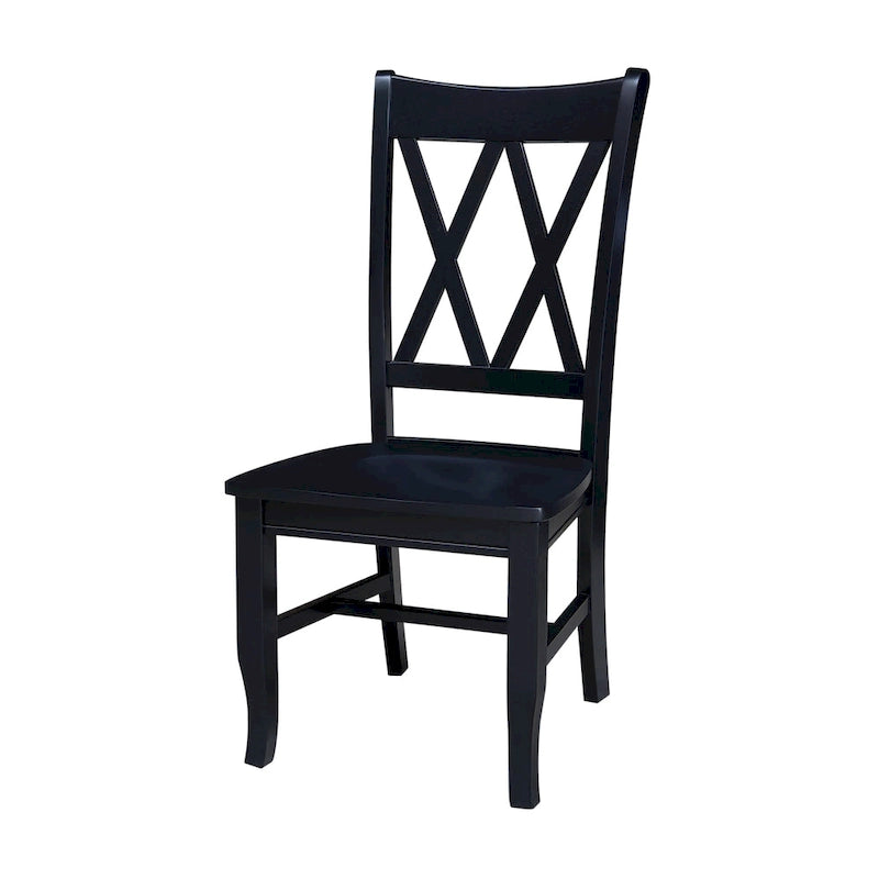 Chaises en bois massif avec dossier en croix (Double X) - Lot de deux
