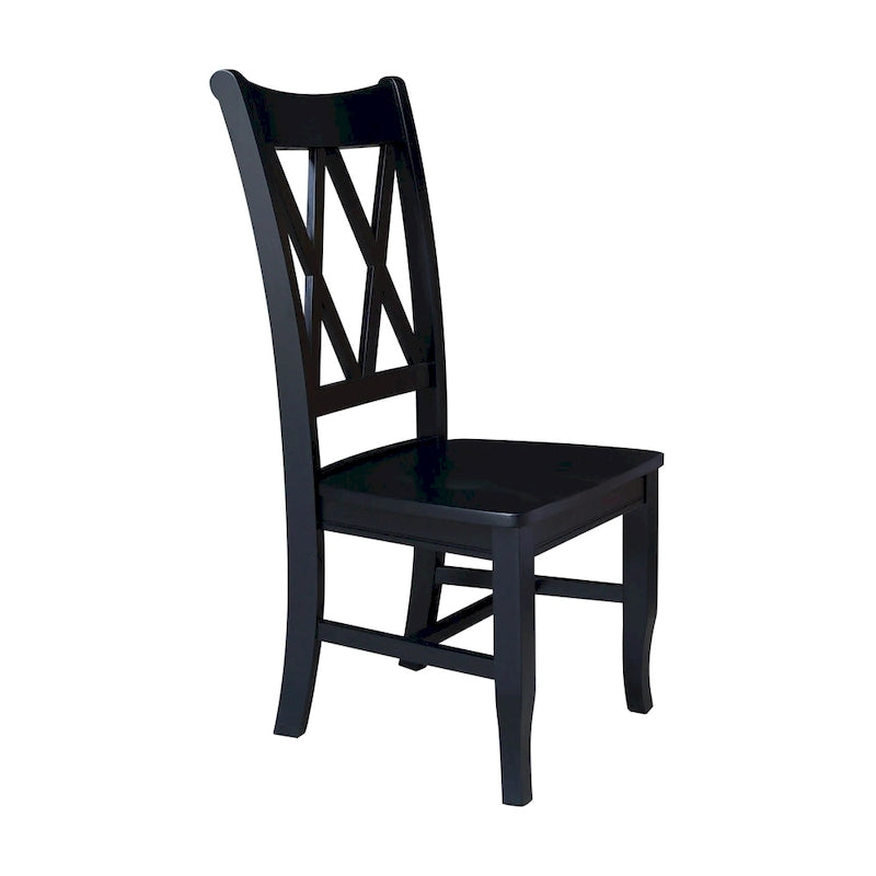Chaises en bois massif avec dossier en croix (Double X) - Lot de deux