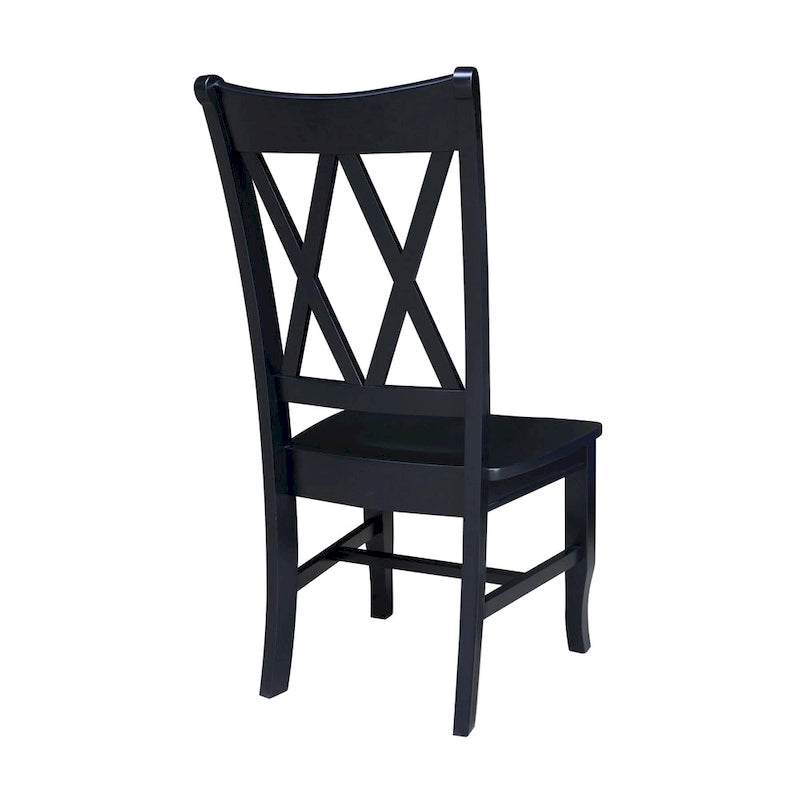 Chaises en bois massif avec dossier en croix (Double X) - Lot de deux