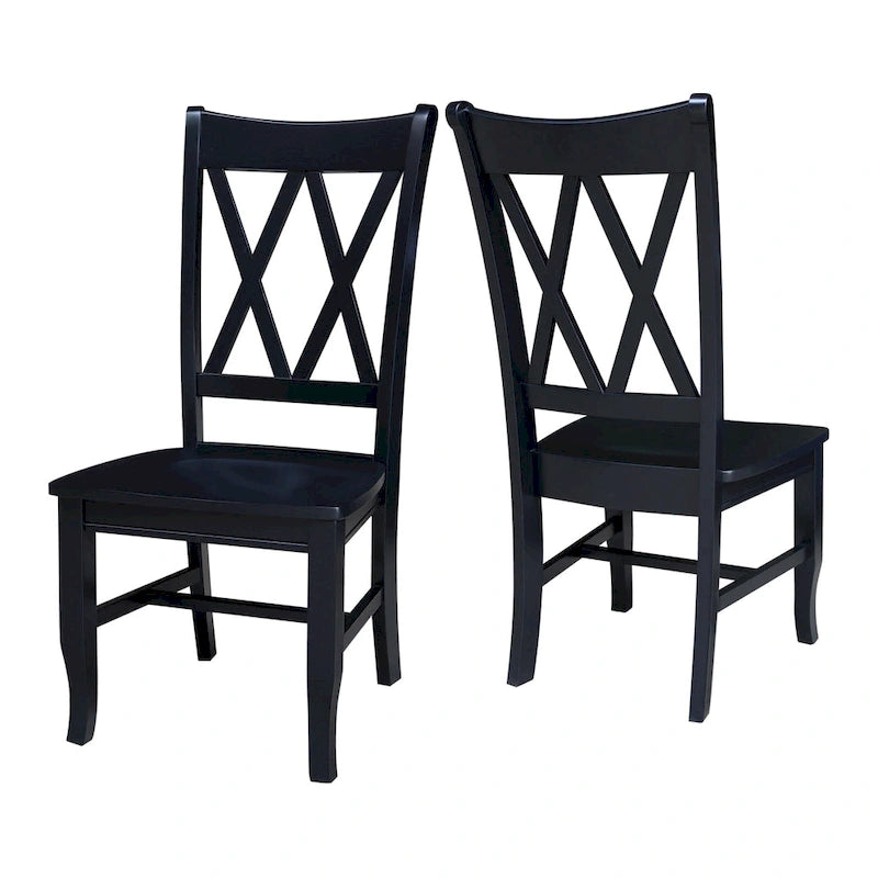 Chaises en bois massif avec dossier en croix (Double X) - Lot de deux