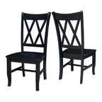 Chaises en bois massif avec dossier en croix (Double X) - Lot de deux