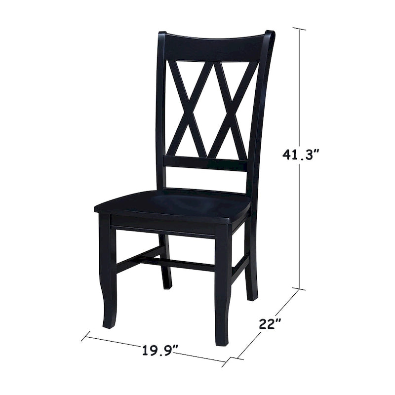 Chaises en bois massif avec dossier en croix (Double X) - Lot de deux