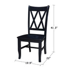 Chaises en bois massif avec dossier en croix (Double X) - Lot de deux