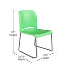 Chaise empilable ergonomique à dossier plein avec piétement luge thermolaqué, capacité de 399 kg