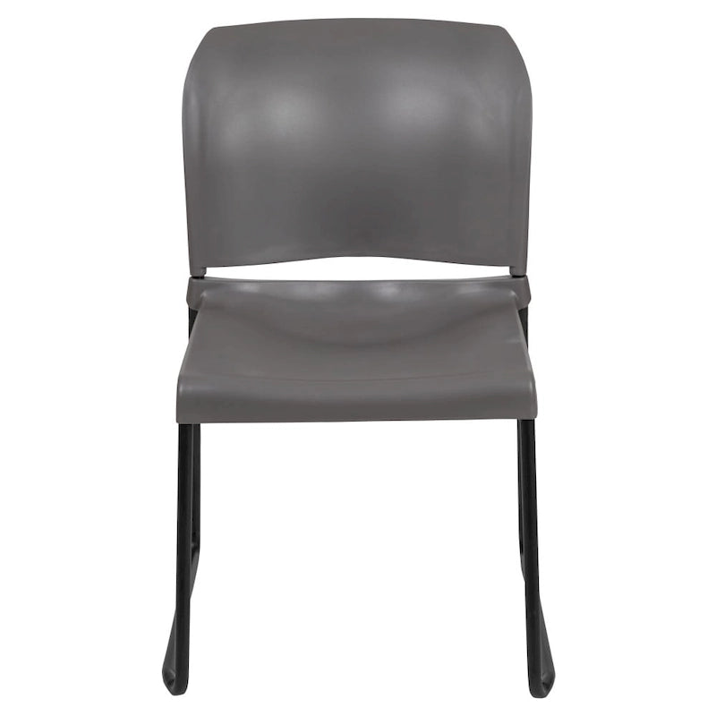 Chaise empilable ergonomique à dossier plein avec piétement luge thermolaqué, capacité de 399 kg
