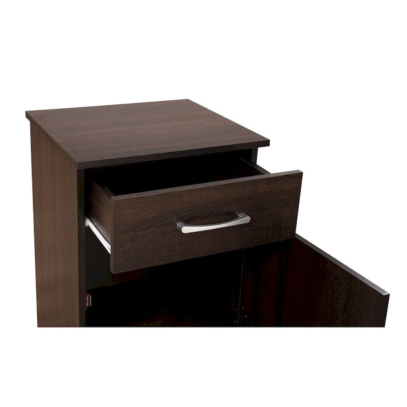 Table de chevet en bois Alston avec 1 tiroir et placard