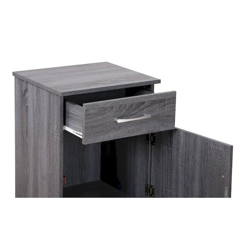 Table de chevet en bois Alston avec 1 tiroir et placard