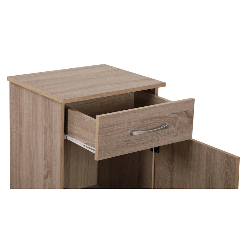 Table de chevet en bois Alston avec 1 tiroir et placard
